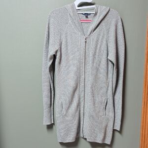 GAP Women's Light Gray Hooded Cardigan tunic/duster length